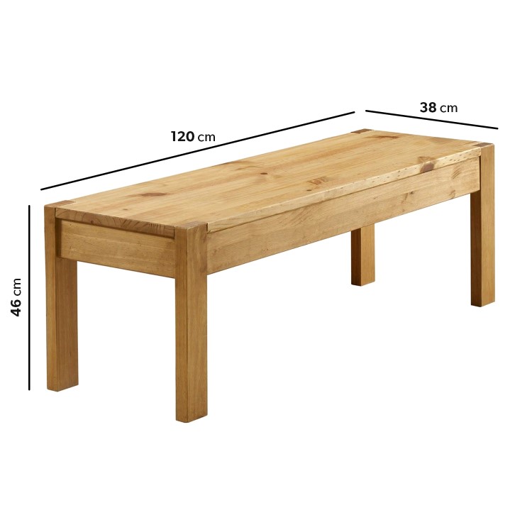 Large Solid Wood Hallway Bench - Seats 2 - Emerson