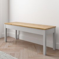 Large Grey & Solid Pine 2 Seater Hallway Bench - Emerson