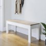 Large White & Solid Pine Hallway Bench - Seats 2 - Emerson