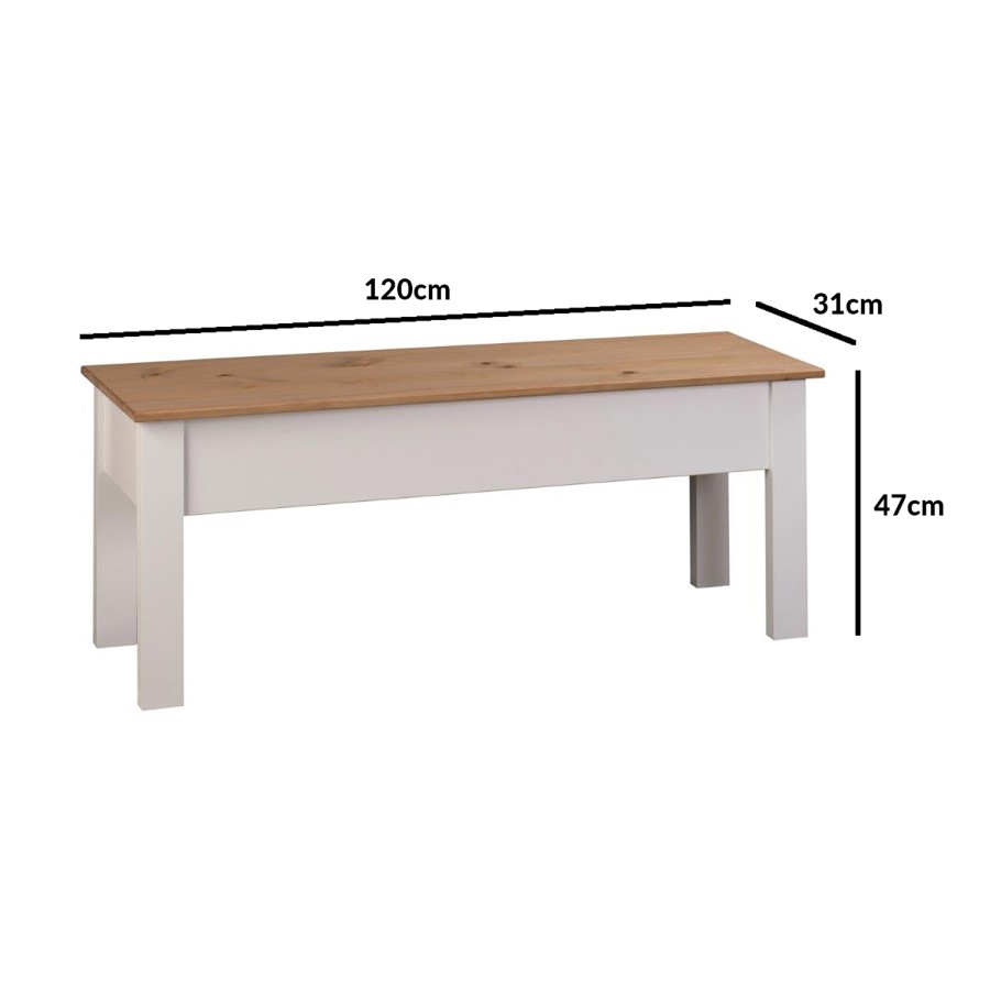 Grey & Pine Hallway Bench with Storage - Emerson