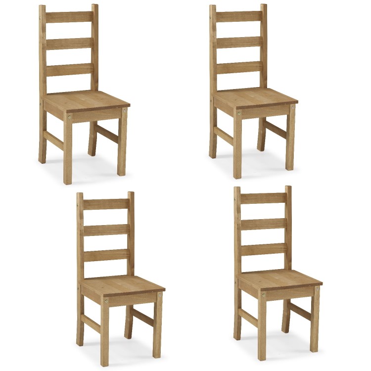 Set of 4 Solid Pine Dining Chairs - Emerson