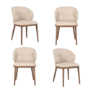 Set of 4 Beige Real Leather Dining Chairs with Walnut Legs - Eren