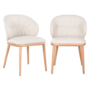 Set of 2 Cream Real Leather Dining Chairs with Oak Legs - Eren