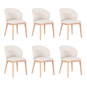 BUN/ERE002/96665 Set of 6 Cream Real Leather Dining Chairs with Oak Legs - Eren