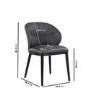 Set of 6 Real Leather Charcoal Dining Chairs with Black Legs - Eren
