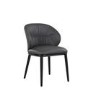 Set of 6 Real Leather Charcoal Dining Chairs with Black Legs - Eren