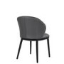 Set of 6 Real Leather Charcoal Dining Chairs with Black Legs - Eren