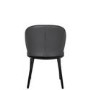 Set of 6 Real Leather Charcoal Dining Chairs with Black Legs - Eren