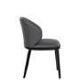 Set of 6 Real Leather Charcoal Dining Chairs with Black Legs - Eren