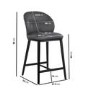 Set of 2 Charcoal Real Leather Kitchen Stools with Black Legs - Eren