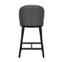 Set of 2 Charcoal Real Leather Kitchen Stools with Black Legs - Eren