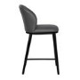 Set of 2 Charcoal Real Leather Kitchen Stools with Black Legs - Eren