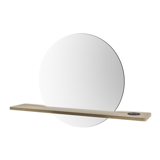 Round LED Mirror with Oak Shelf - 50cm - Ersa