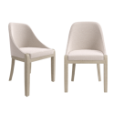 BUN/ETA001/93012 Set of 2 Beige Textured Upholstered Curved Dining Chairs with Wooden Legs - Etta