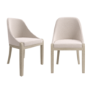 Set of 2 Beige Textured Upholstered Curved Dining Chairs - Etta