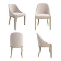 Set of 4 Beige Textured Upholstered Curved Dining Chairs with Wooden Legs- Etta Set of 4 Beige Textured Upholstered Curved Dining Chairs with Wooden Legs- Etta