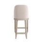 Set of 2 Beige Textured Fabric Kitchen Stool With Back  - Etta