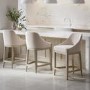 Set of 3 Beige Textured Upholstered Kitchen Stools With Back  - Etta