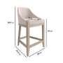 Set of 3 Beige Textured Upholstered Kitchen Stools With Back  - Etta