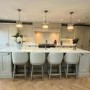 Set of 4 Beige Textured Upholstered Kitchen Stools With Back  - Etta