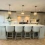 Set of 4 Beige Textured Upholstered Kitchen Stools With Back  - Etta