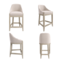 Set of 4 Beige Textured Upholstered Kitchen Stools With Back  - Etta