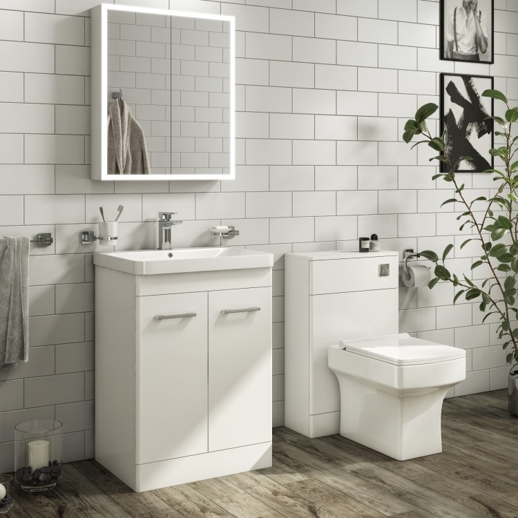 500mm White Freestanding Vanity Unit with Basin - Camborne