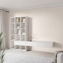 BUN/EVE002/93241 White Gloss Wall Hung Bookcase with Open Shelving and Drawers - Everett
