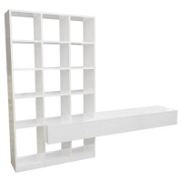 White Bookcase with White High Gloss - Everett