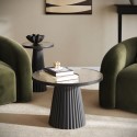 BUN/EVV001/97621 Black Round Cast Glass Nest of 2 Tables - Evie