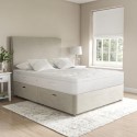 BUN/F123HB54EDE46ECR/86892 Beige Velvet Double Divan Ottoman Bed with Plain Headboard - Langston