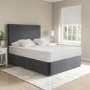 Grey Velvet King Size Divan Bed with Plain Headboard - Langston