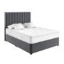 Grey Velvet Small Double Divan Bed with Vertical Stripe Headboard - Langston