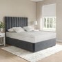 Grey Velvet Small Double Divan Bed with 2 Drawers and Vertical Stripe Headboard - Langston