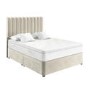 Beige Velvet King Size Divan Bed with 2 Drawers and Vertical Stripe Headboard - Langston