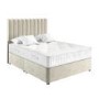 Beige Velvet Divan Bed with Vertical Stripe Headboard - Langston