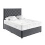 Grey Velvet Small Double Divan Bed with 2 Drawers and Chesterfield Headboard - Langston