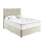 Beige Velvet Double Divan Bed with Chesterfield Headboard - Langston