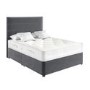 Grey Velvet Single Divan Bed with Horizontal Stripe Headboard - Langston
