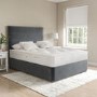 Grey Velvet Small Double Divan Bed with 2 Drawers and Horizontal Stripe Headboard - Langston
