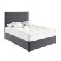 Grey Velvet King Size Divan Bed with 2 Drawers and Horizontal Stripe Headboard - Langston