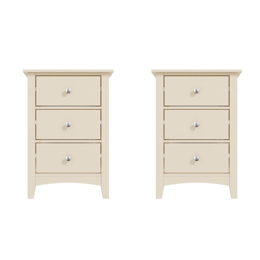 Pair of Farley Bedside Tables in Ivory/Cream