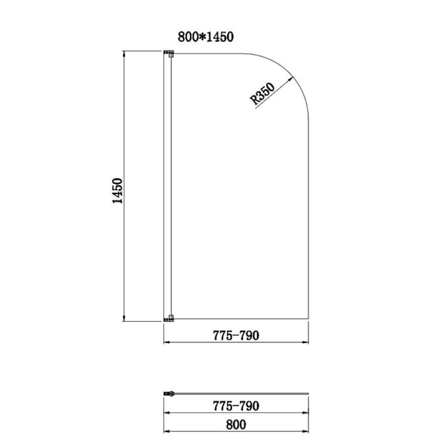 Freestanding Shower Bath Single Ended Left Hand Corner with Chrome Bath Screen 1650 x 780mm - Faro