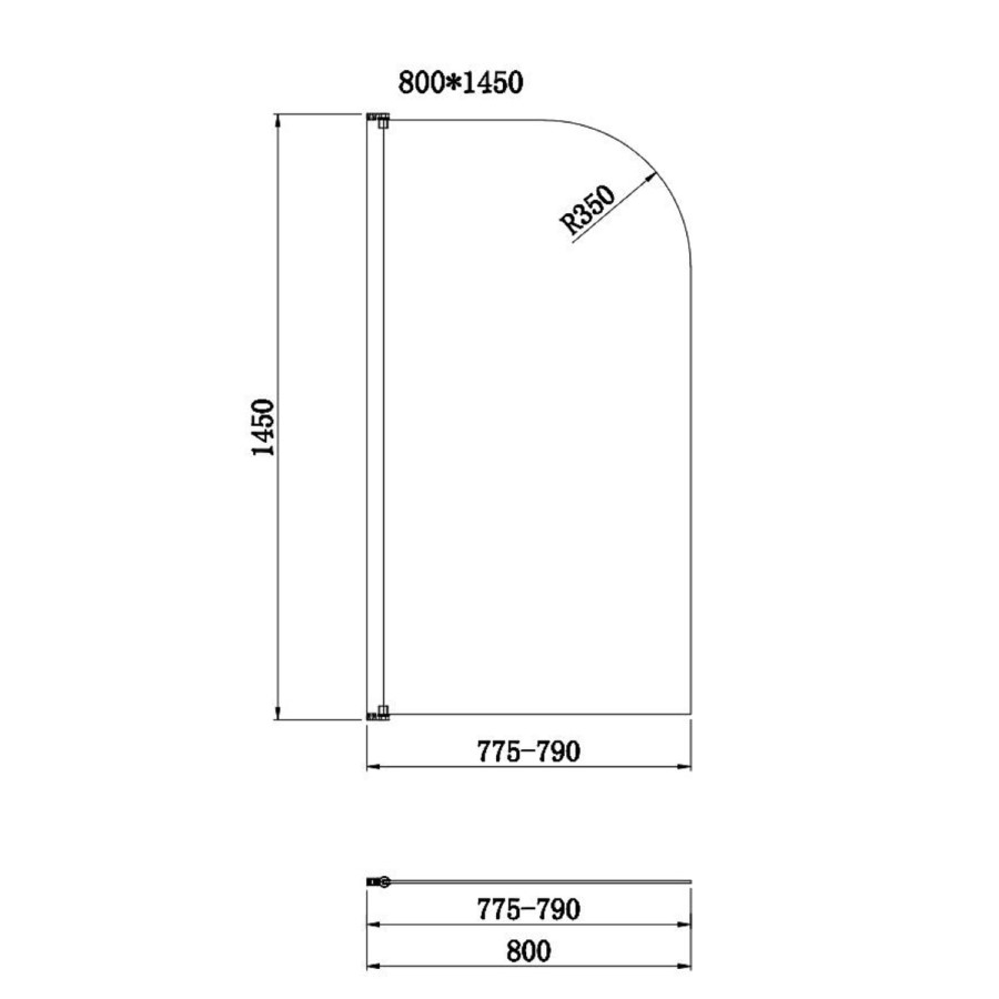 Freestanding Shower Bath Single Ended Left Hand Corner with Chrome Bath Screen 1650 x 780mm - Faro