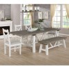Extendable Wood Dining Table in White &amp; Grey Wash with 4 Chairs &amp; 1 Bench - Fawsley
