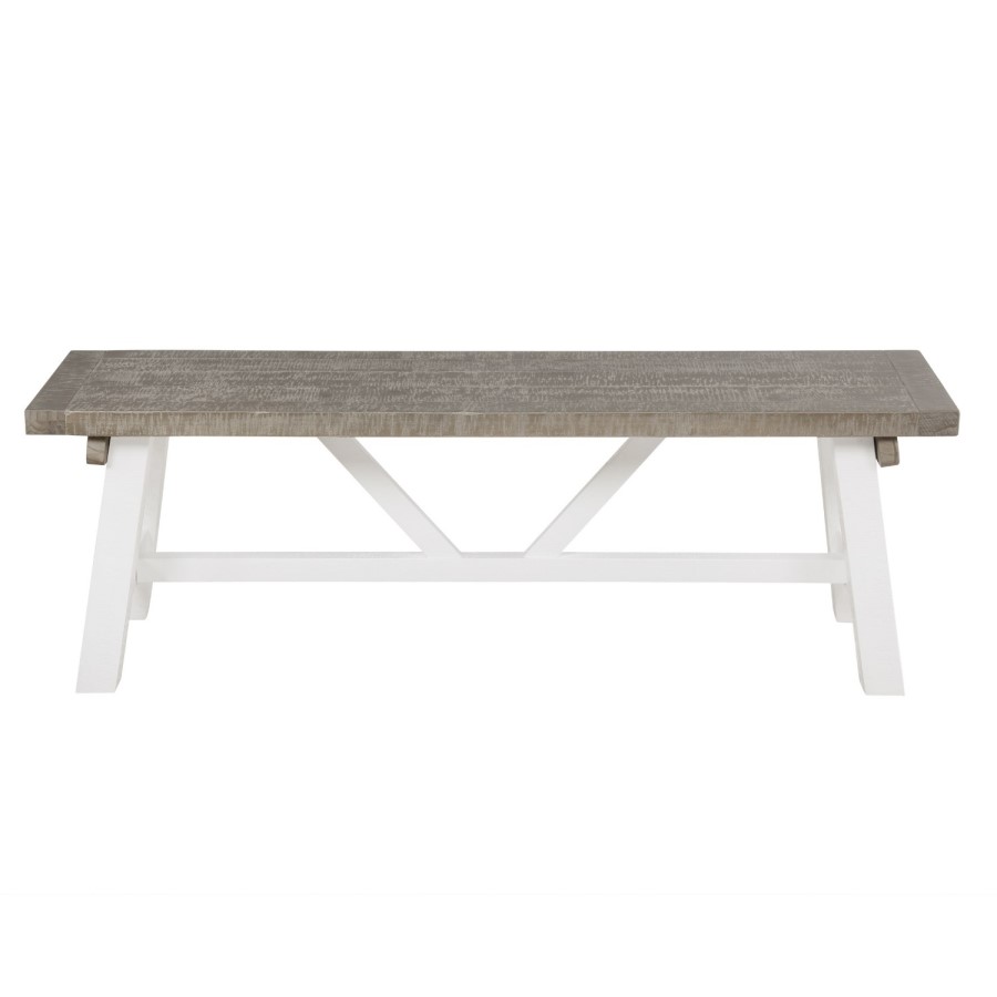Extendable Wood Dining Table in White & Grey Wash with 4 Chairs & 1 Bench - Fawsley