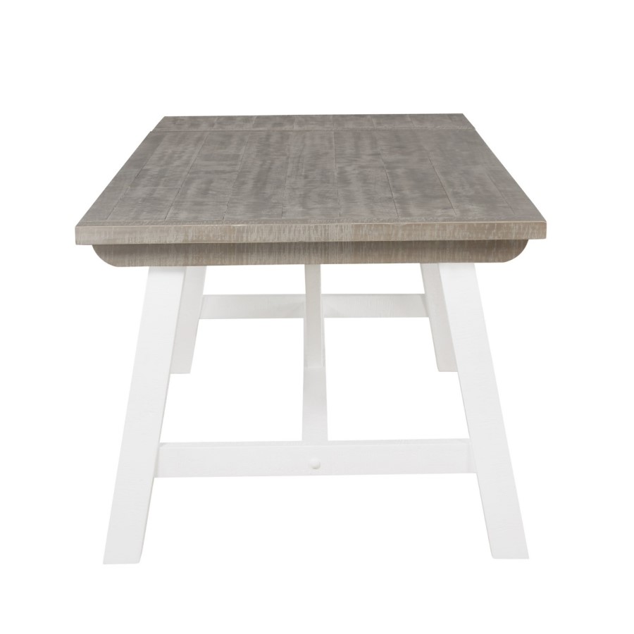 Extendable Wood Dining Table in White & Grey Wash with 4 Chairs & 1 Bench - Fawsley