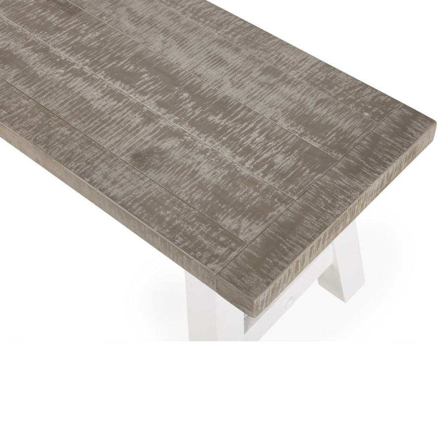 Extendable Wood Dining Table in White & Grey Wash with 4 Chairs & 1 Bench - Fawsley