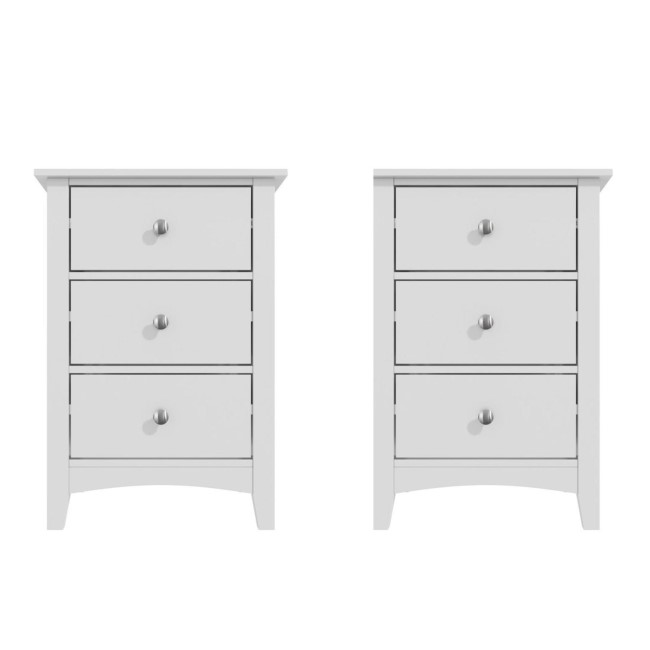 Pair of Fenton 3 Drawer Bedside Tables in Light Grey