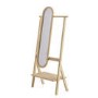 Light Wood Freestanding Full-Length Hall Mirror with Hanging Rail and Shelf - Figo 